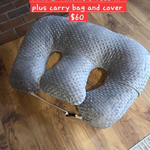 Gray Twin Nursing Pillow with Cover And Carry Bag NEW